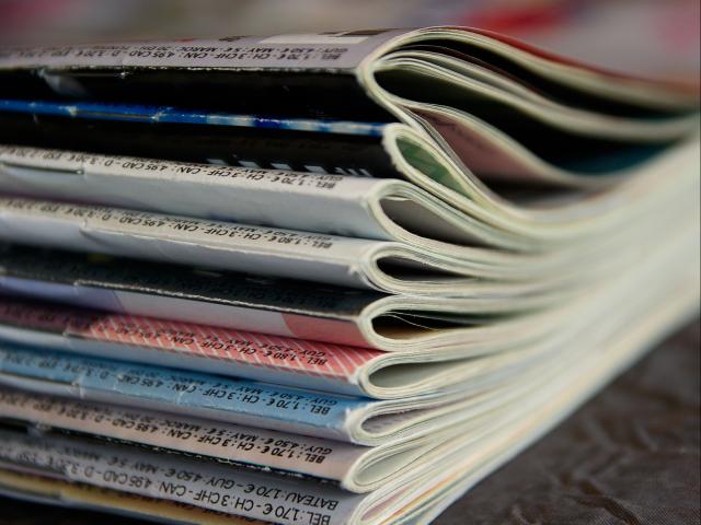 A stack of magazines.