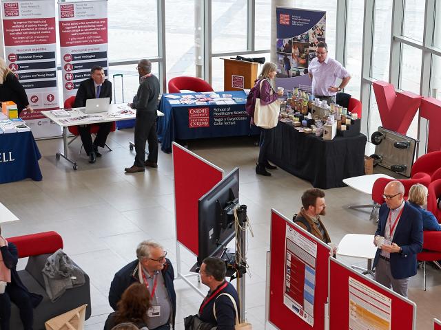 People attending exhibition