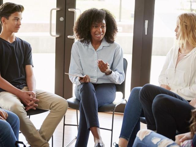 Diverse group talking