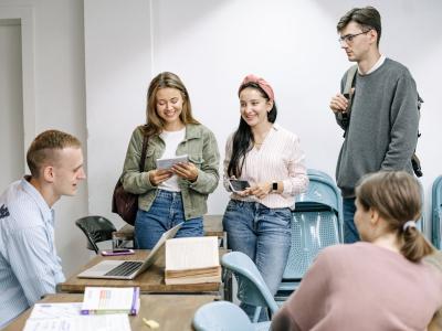 Young people talking in a group