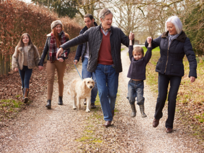a family in a walk